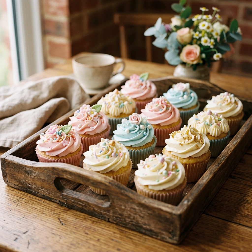 Cupcakes de vainilla decorados
